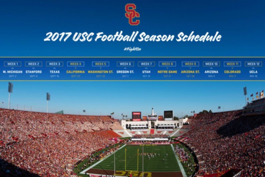 USC Announces 2017 Football Schedule Los Angeles Coliseum